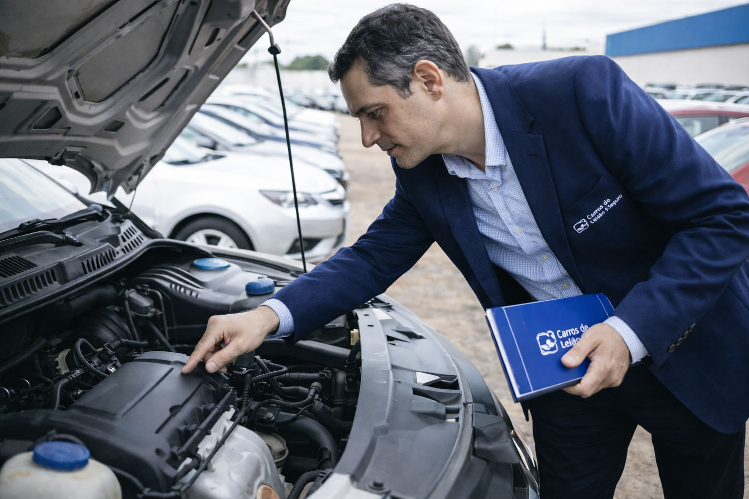 Inspeção do motor com capô aberto